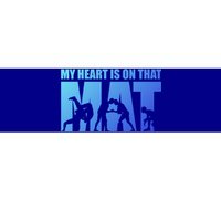 Wrestling Mother My Heart Is On That Mat Wrestling Gift Bumper Sticker