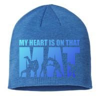 Wrestling Mother My Heart Is On That Mat Wrestling Gift Sustainable Beanie