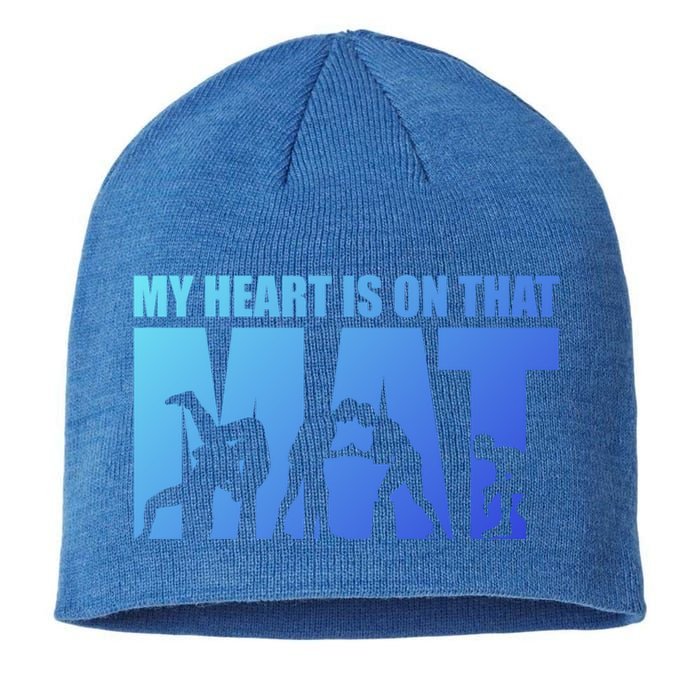 Wrestling Mother My Heart Is On That Mat Wrestling Gift Sustainable Beanie