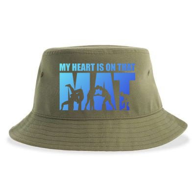 Wrestling Mother My Heart Is On That Mat Wrestling Gift Sustainable Bucket Hat