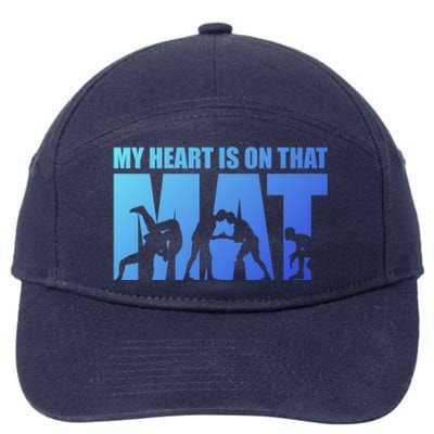 Wrestling Mother My Heart Is On That Mat Wrestling Gift 7-Panel Snapback Hat