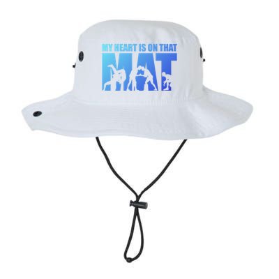 Wrestling Mother My Heart Is On That Mat Wrestling Gift Legacy Cool Fit Booney Bucket Hat