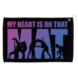 Wrestling Mother My Heart Is On That Mat Wrestling Gift Grommeted Golf Towel