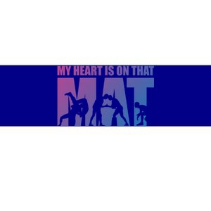 Wrestling Mother My Heart Is On That Mat Wrestling Gift Bumper Sticker