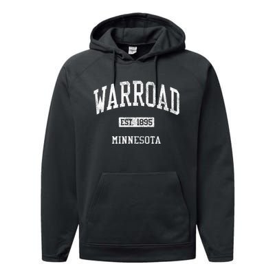 Warroad Minnesota Mn Js04 Vintage Athletic Sports Performance Fleece Hoodie