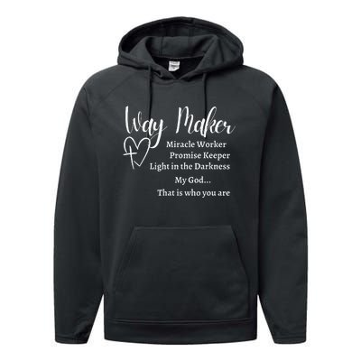 Way Maker Miracle Worker Promise Keeper Christian Jesus Performance Fleece Hoodie