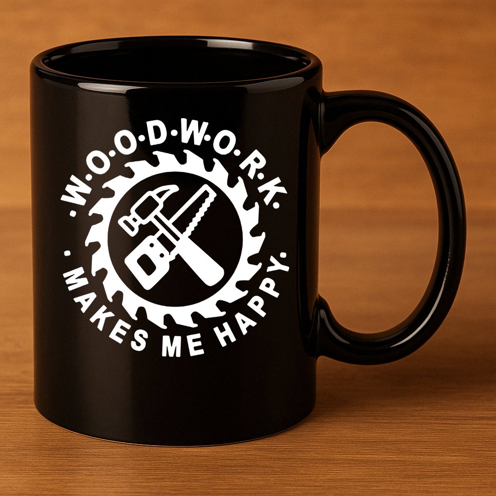 Woodwork Makes Me Happy 11oz C Handle Ceramic Mug