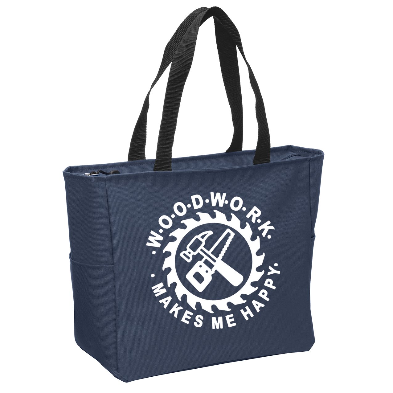 Woodwork Makes Me Happy Zip Tote Bag