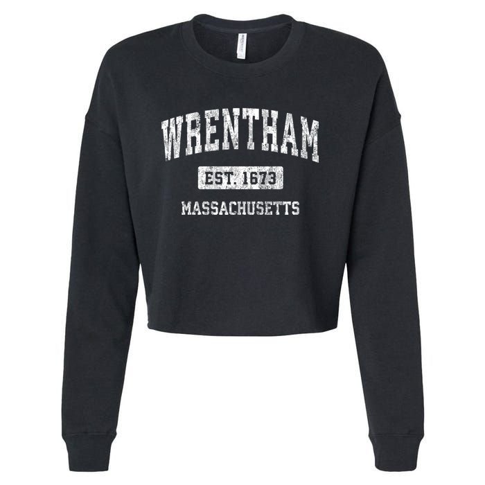 Wrentham Massachusetts Ma Vintage Sports Established Cropped Pullover Crew