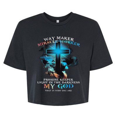 Way Maker Miracle Worker Jesus Lion Bella+Canvas Jersey Crop Tee