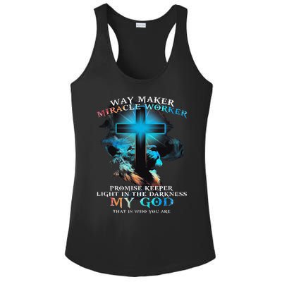 Way Maker Miracle Worker Jesus Lion Ladies PosiCharge Competitor Racerback Tank