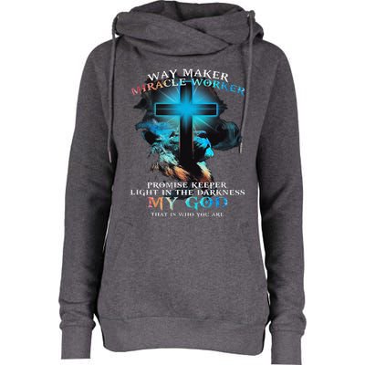 Way Maker Miracle Worker Jesus Lion Womens Funnel Neck Pullover Hood