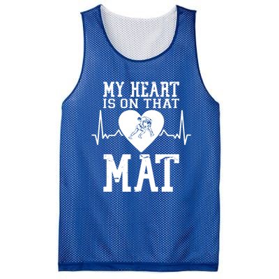 Wrestling Mother My Heart Is On That Mat Wrestling Funny Gift Mesh Reversible Basketball Jersey Tank