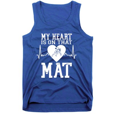 Wrestling Mother My Heart Is On That Mat Wrestling Funny Gift Tank Top