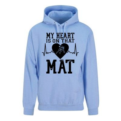 Wrestling Mother My Heart Is On That Mat Wrestling Funny Gift Unisex Surf Hoodie