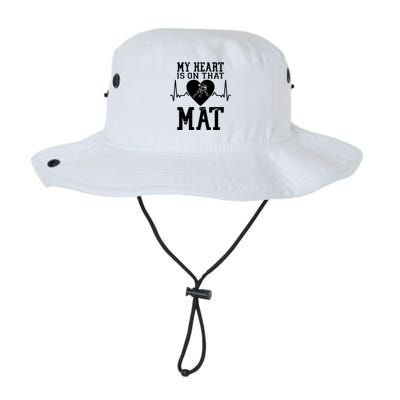 Wrestling Mother My Heart Is On That Mat Wrestling Funny Gift Legacy Cool Fit Booney Bucket Hat