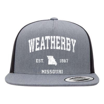 Weatherby Missouri Mo Vintage Athletic Sports Flat Bill Trucker Hat