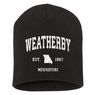 Weatherby Missouri Mo Vintage Athletic Sports Short Acrylic Beanie