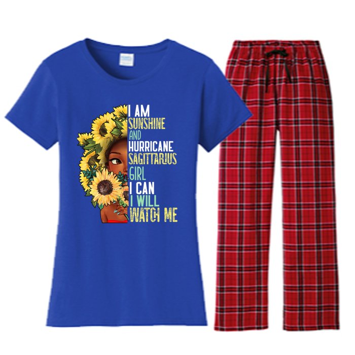 Watch Me Motivational Sagittarius December November Mom Gift Women's Flannel Pajama Set