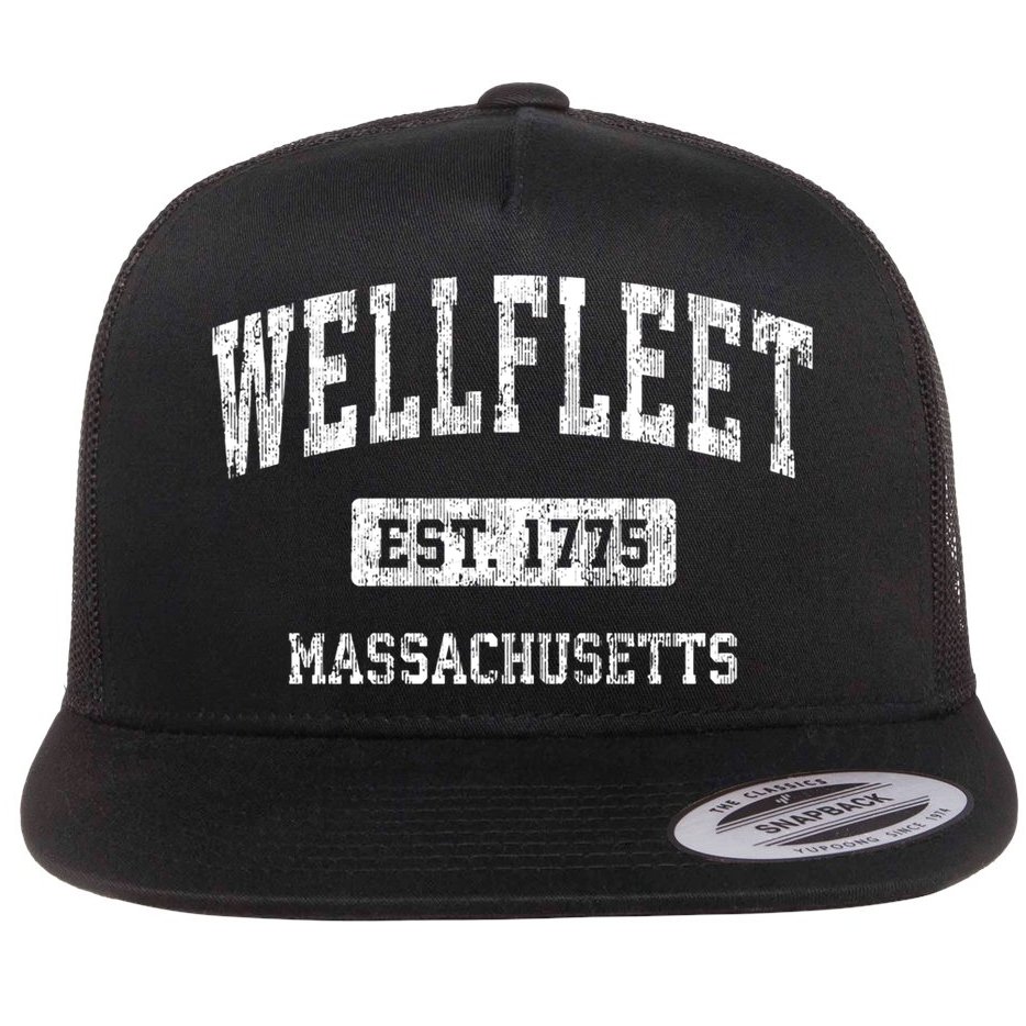 Wellfleet Massachusetts Ma Vintage Sports Established Flat Bill Trucker Hat