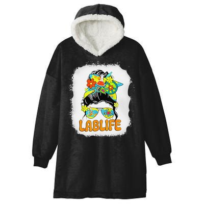 Women Mystery Machine Of Diagnostics Lab Week 2025 Messy Bun Gift Hooded Wearable Blanket
