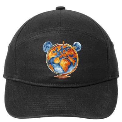 Watercolor Mickey Mouse Earth World Globe 7-Panel Snapback Hat