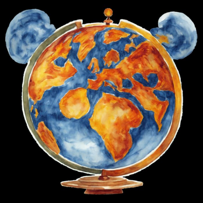 Watercolor Mickey Mouse Earth World Globe Drawstring Bag