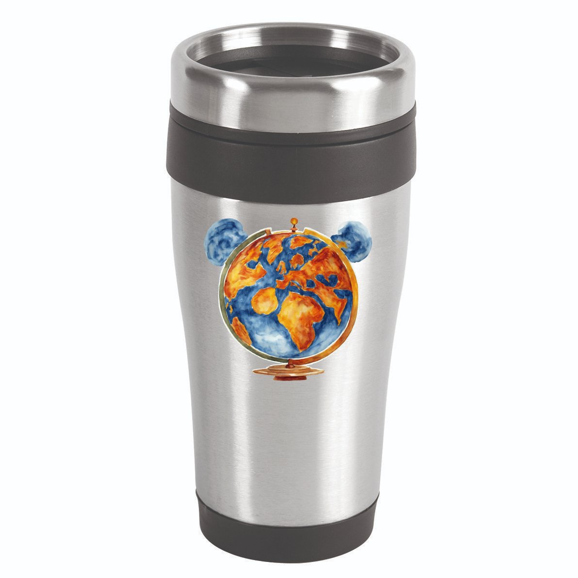 Watercolor Mouse Earth World Globe 16oz Travel Tumbler
