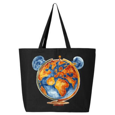 Watercolor Mickey Mouse Earth World Globe 25L Jumbo Tote