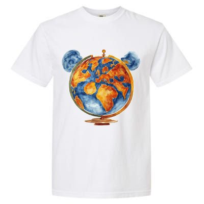 Watercolor Mickey Mouse Earth World Globe Garment-Dyed Heavyweight T-Shirt