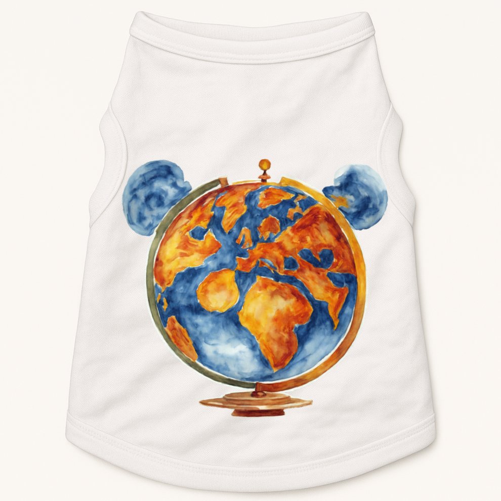 Watercolor Mouse Earth World Globe Doggie Tank