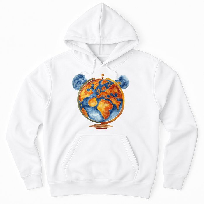 Watercolor Mickey Mouse Earth World Globe Hoodie
