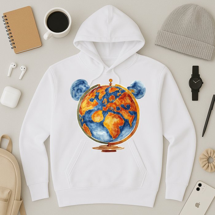 Watercolor Mickey Mouse Earth World Globe Hoodie