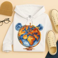 Watercolor Mickey Mouse Earth World Globe Hoodie