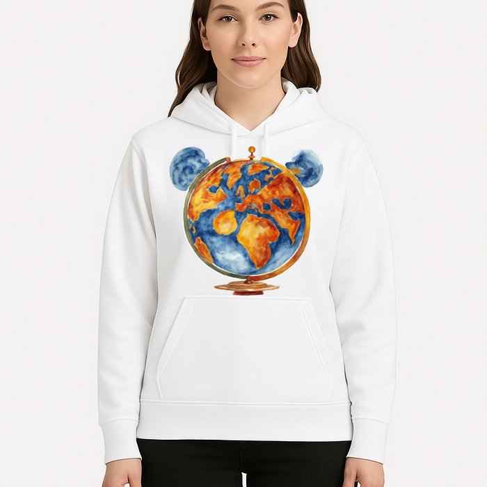 Watercolor Mickey Mouse Earth World Globe Hoodie