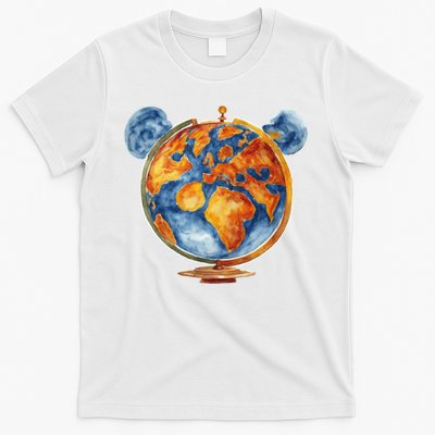 Watercolor Mickey Mouse Earth World Globe T-Shirt