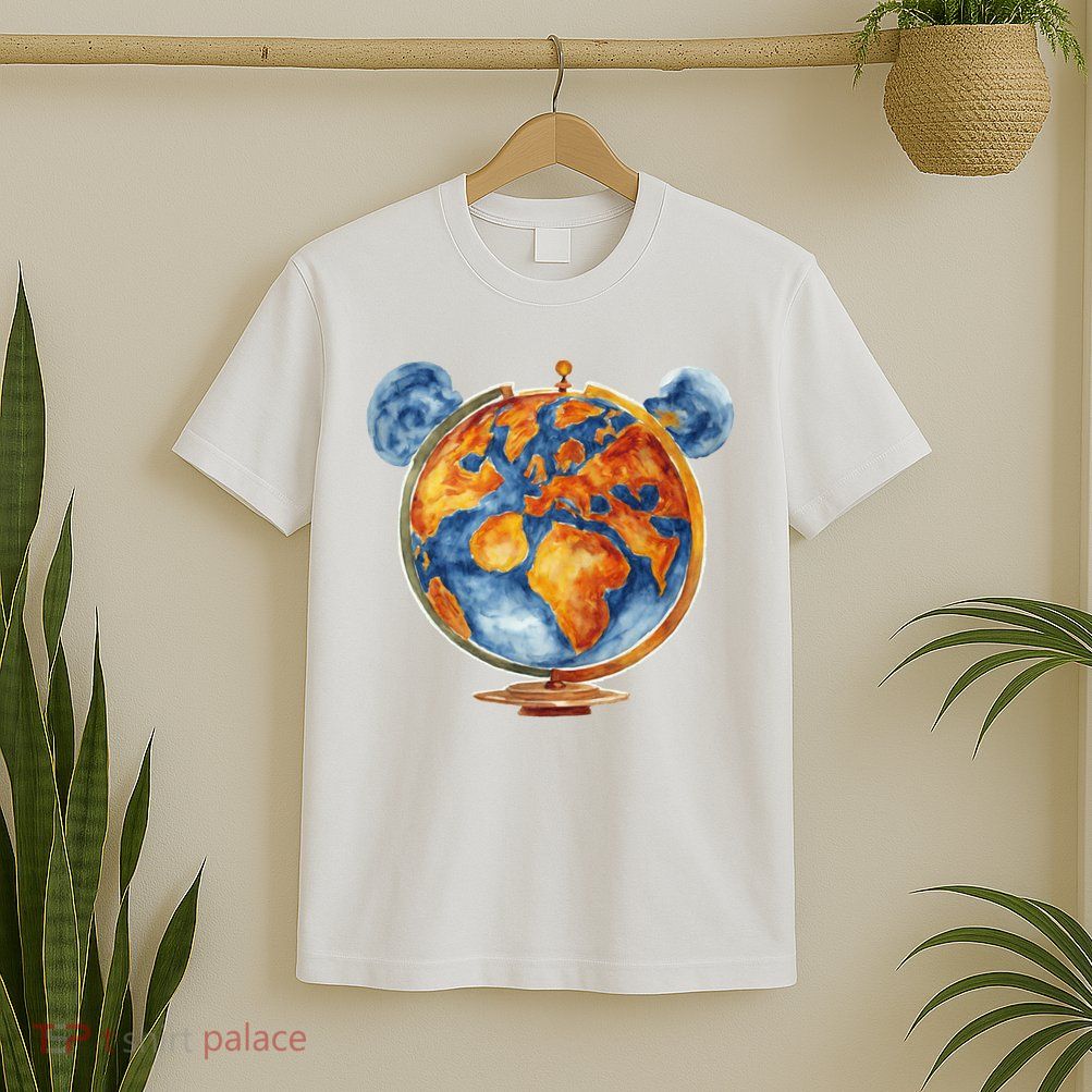 Watercolor Mickey Mouse Earth World Globe T-Shirt