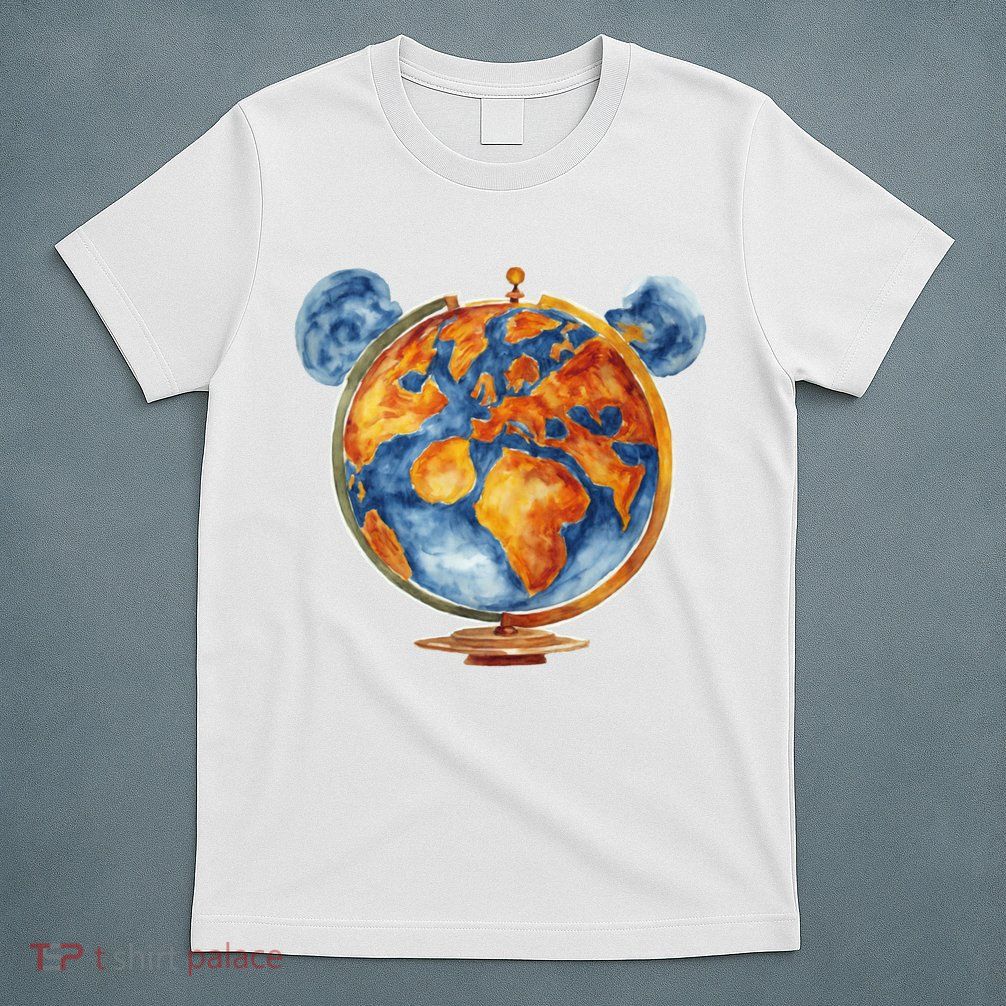 Watercolor Mickey Mouse Earth World Globe T-Shirt