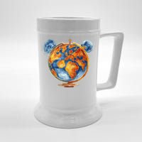 Watercolor Mickey Mouse Earth World Globe Beer Stein