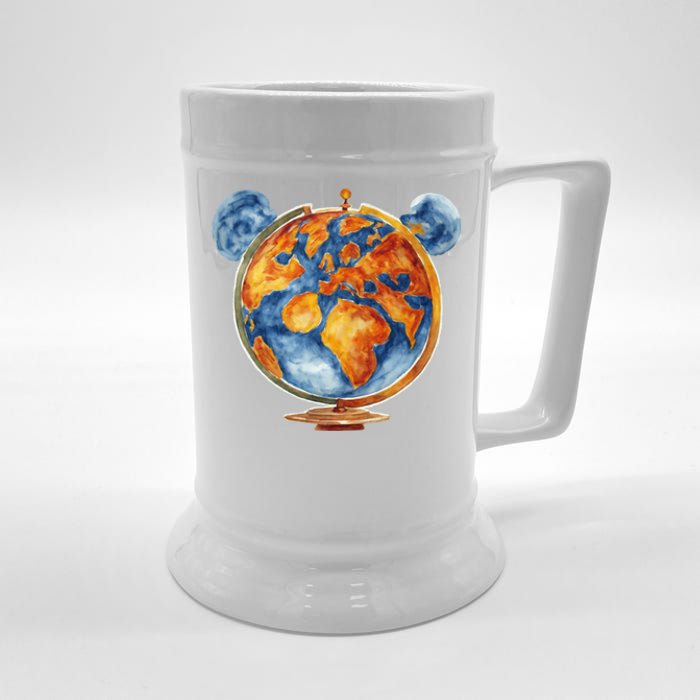 Watercolor Mickey Mouse Earth World Globe Beer Stein