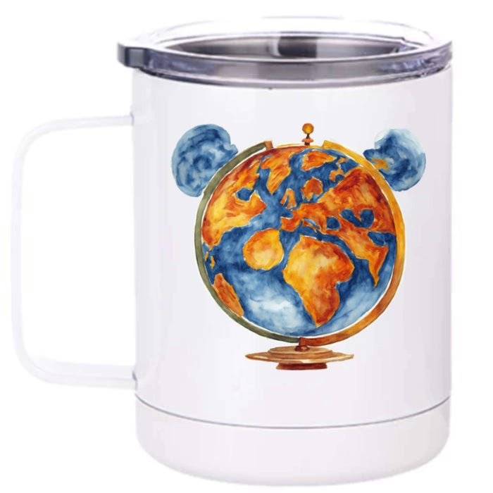 Watercolor Mickey Mouse Earth World Globe 12 oz Stainless Steel Tumbler Cup