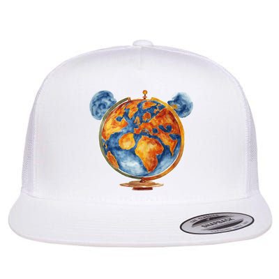 Watercolor Mickey Mouse Earth World Globe Flatbill Hat