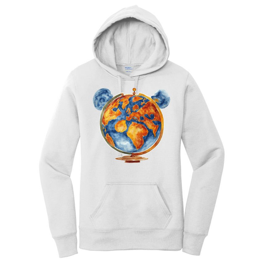 Watercolor Mouse Earth World Globe Women's Pullover Hoodie