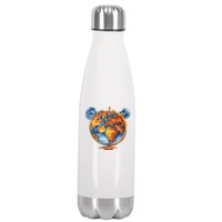 Watercolor Mickey Mouse Earth World Globe Stainless Steel Insulated Water Bottle