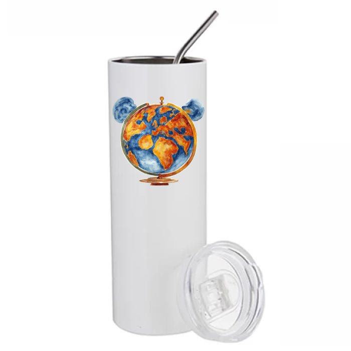 Watercolor Mickey Mouse Earth World Globe Stainless Steel Tumbler