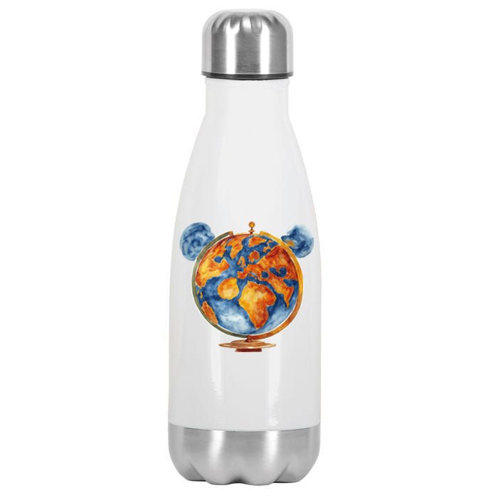 Watercolor Mickey Mouse Earth World Globe Stainless Steel Insulated Water Bottle