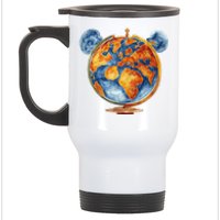 Watercolor Mickey Mouse Earth World Globe Stainless Steel Travel Mug