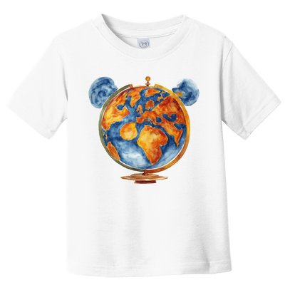 Watercolor Mickey Mouse Earth World Globe Toddler T-Shirt