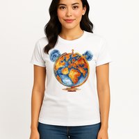 Watercolor Mickey Mouse Earth World Globe Womens T-Shirt