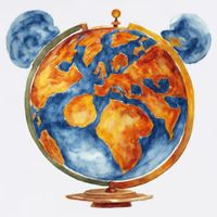 Watercolor Mickey Mouse Earth World Globe Womens T-Shirt